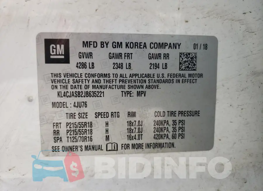KL4CJASB2JB635221 Photo# 13