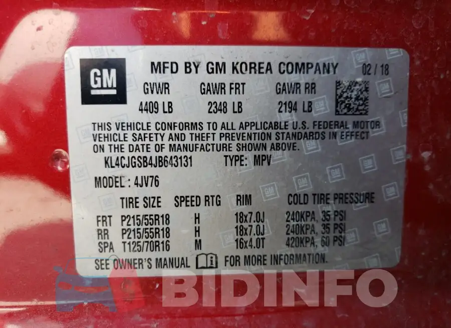 KL4CJGSB4JB643131 Photo# 13