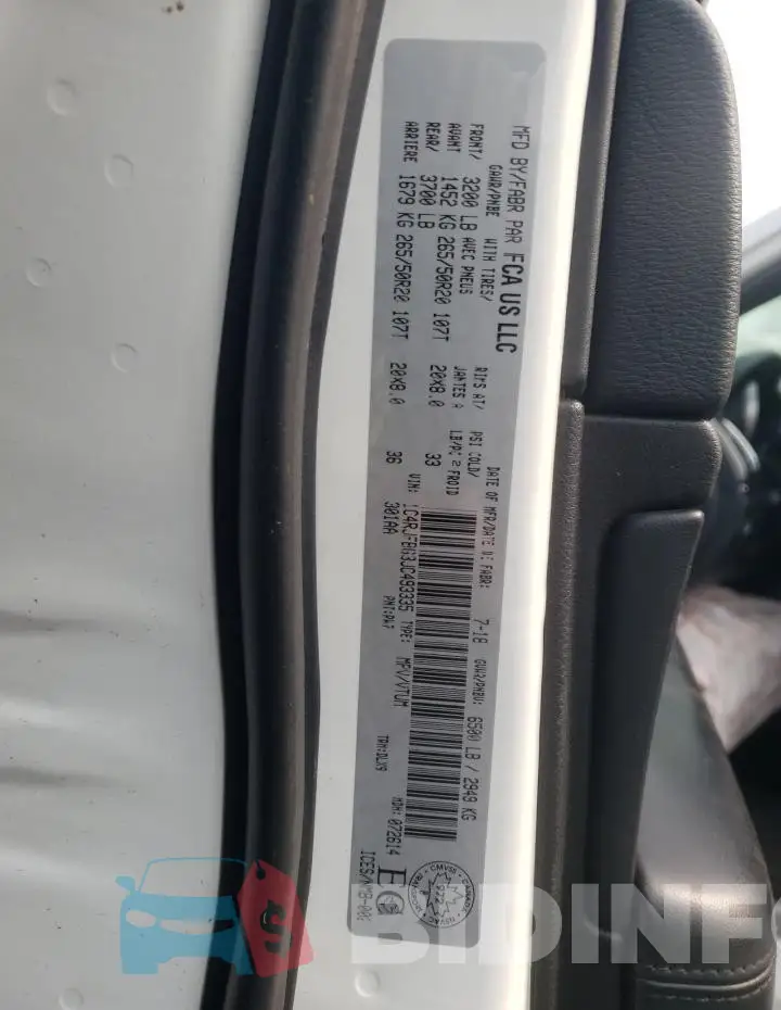 1C4RJFBG3JC493335 Photo# 14