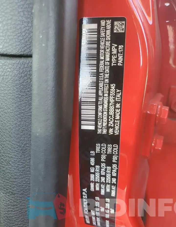 ZACCJBBB7HPF55845 Photo# 13