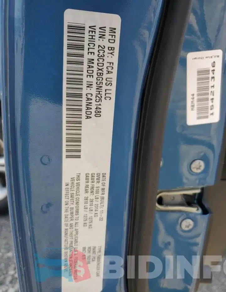 2C3CDXBG5NH251480 Photo# 13