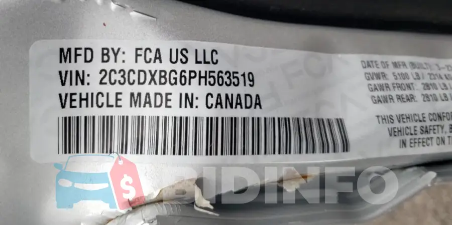 2C3CDXBG6PH563519 Photo# 13