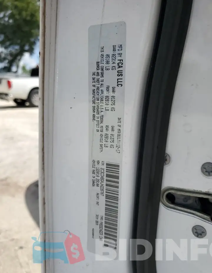2C3CDXBGXJH228707 Photo# 12