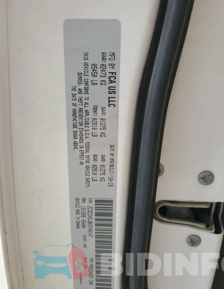 2C3CDXGJ8KH740147 Photo# 12