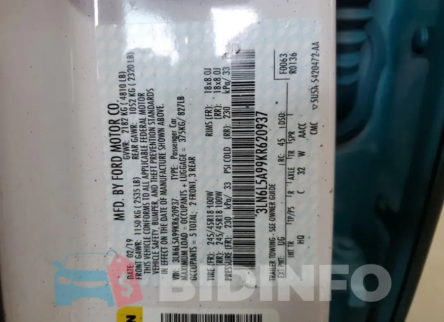 3LN6L5A99KR620937 Photo# 12