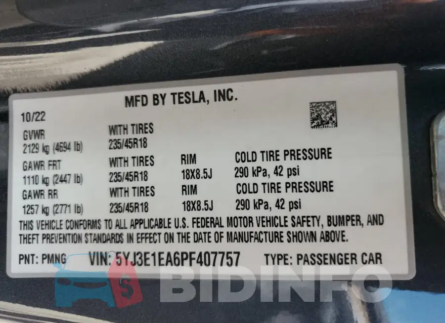 5YJ3E1EA6PF407757 Photo# 12
