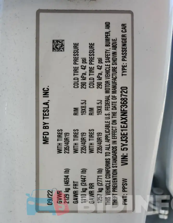 5YJ3E1EAXNF368720 Photo# 13
