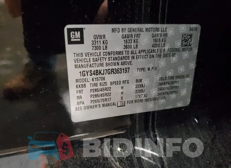 1GYS4BKJ7GR363197 Photo# 14