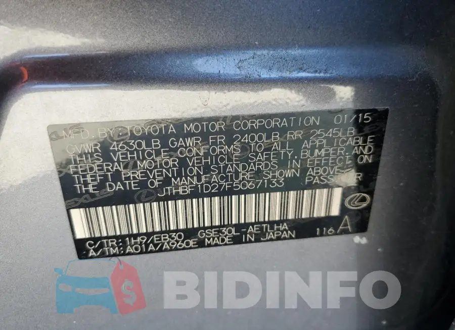 JTHBF1D27F5067133 Photo# 12