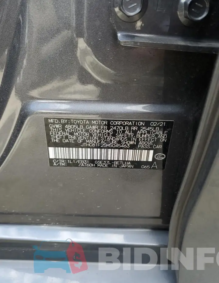 JTHC81F25M5045463 Photo# 12