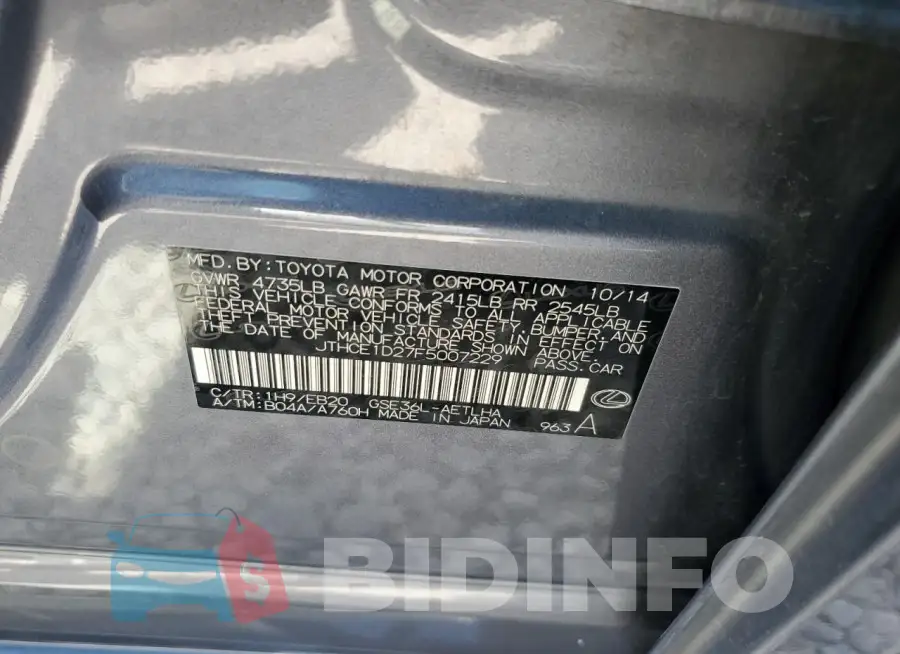 JTHCE1D27F5007229 Photo# 12