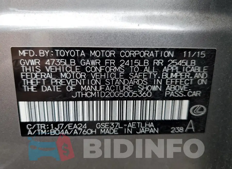 JTHCM1D20G5005360 Photo# 12