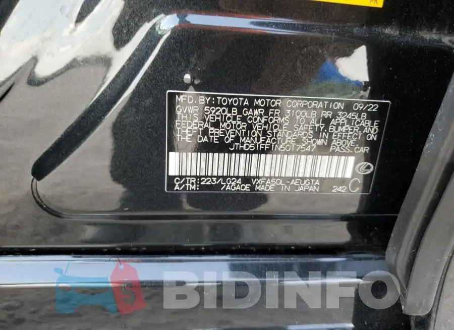 JTHD51FF1N5017547 Photo# 12