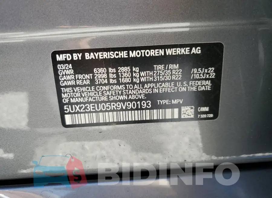 5UX23EU05R9V90193 Photo# 14