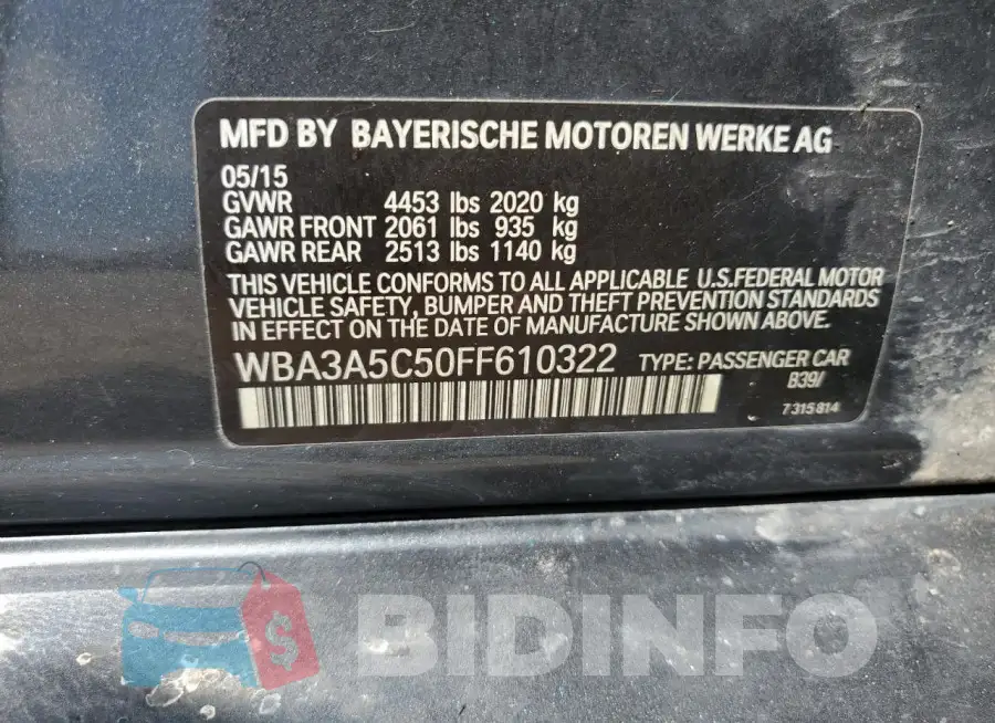 WBA3A5C50FF610322 Photo# 12