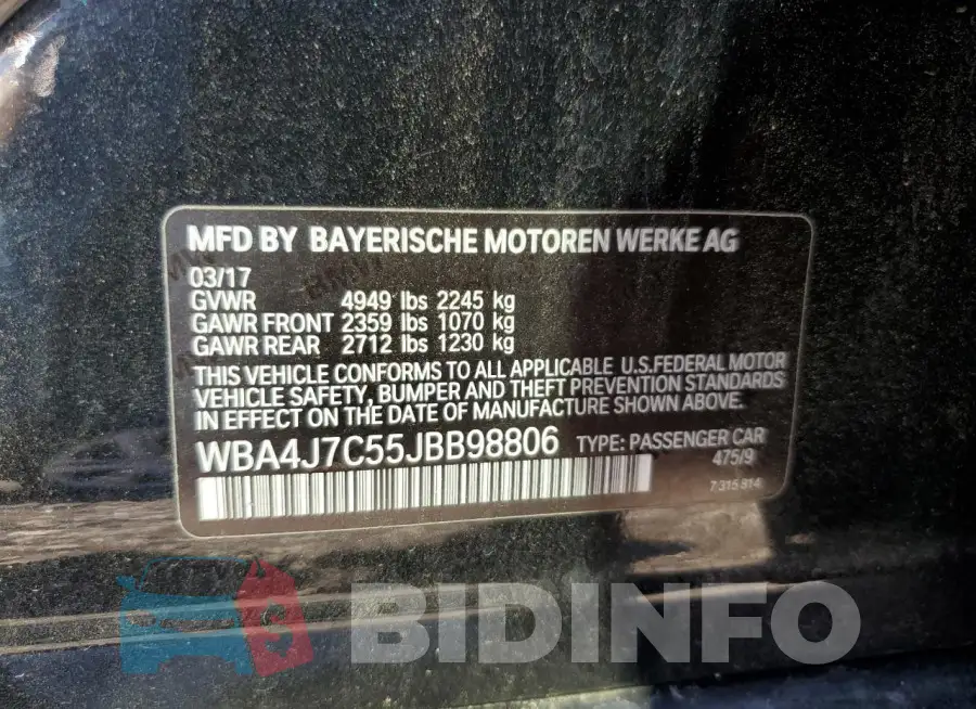 WBA4J7C55JBB98806 Photo# 12