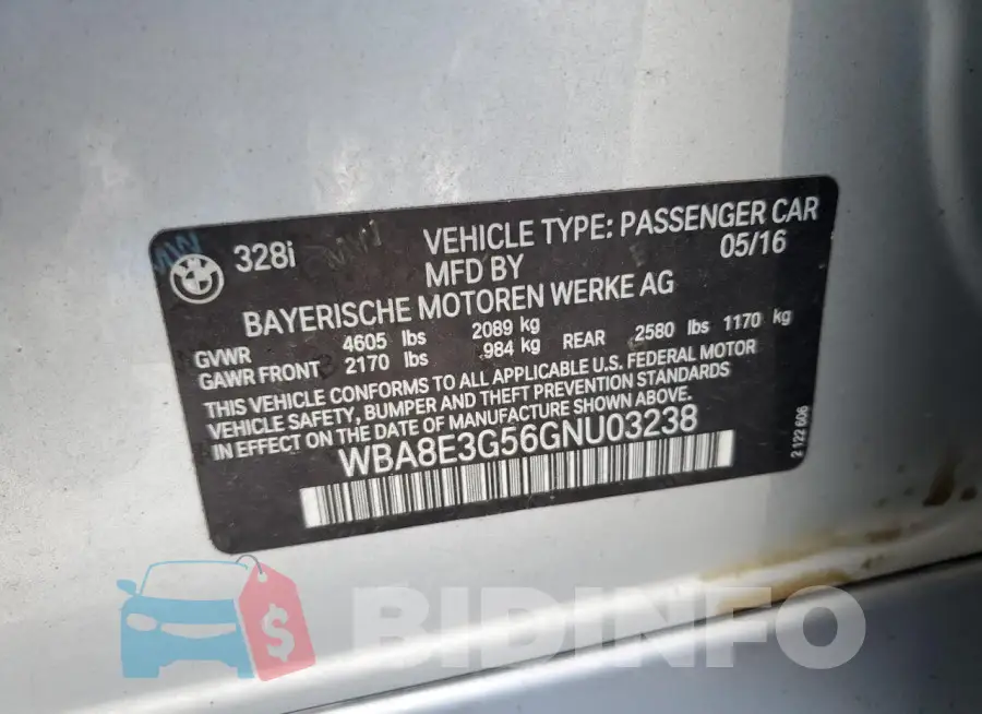 WBA8E3G56GNU03238 Photo# 12