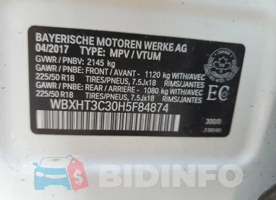 WBXHT3C30H5F84874 Photo# 14