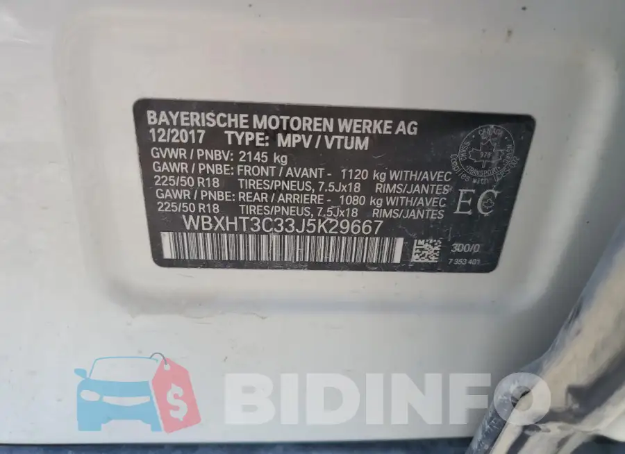 WBXHT3C33J5K29667 Photo# 13