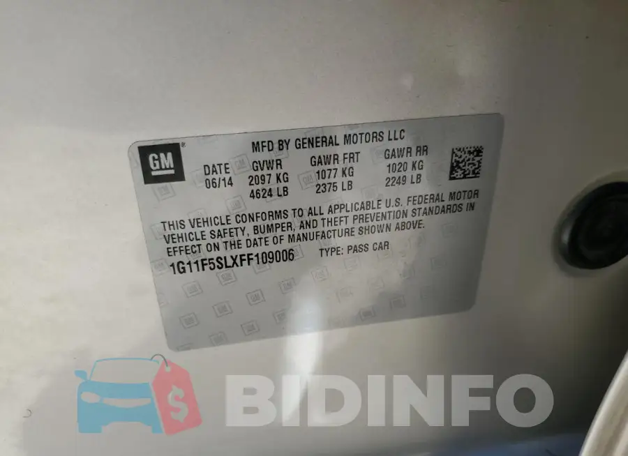 1G11F5SLXFF109006 Photo# 12