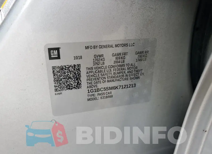 1G1BC5SM6K7121213 Photo# 13