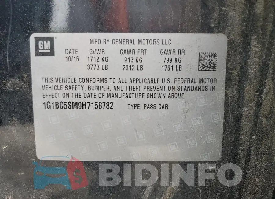 1G1BC5SM9H7158782 Photo# 13