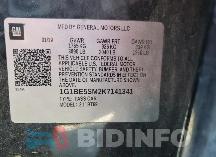 1G1BE5SM2K7141341 Photo# 12