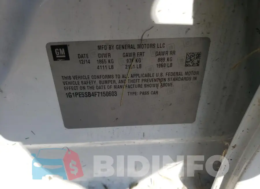 1G1PE5SB4F7150603 Photo# 12