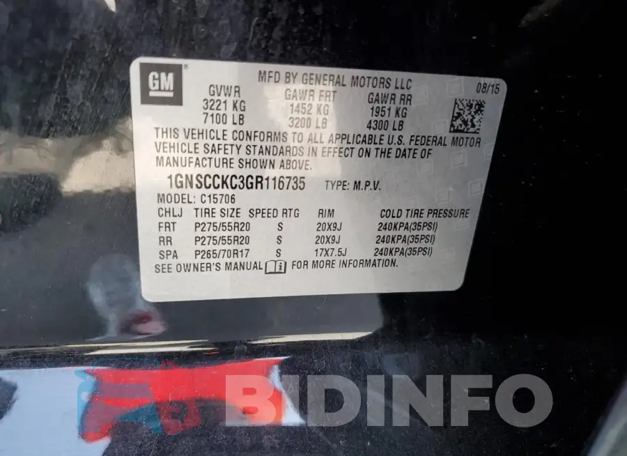 1GNSCCKC3GR116735 Photo# 13