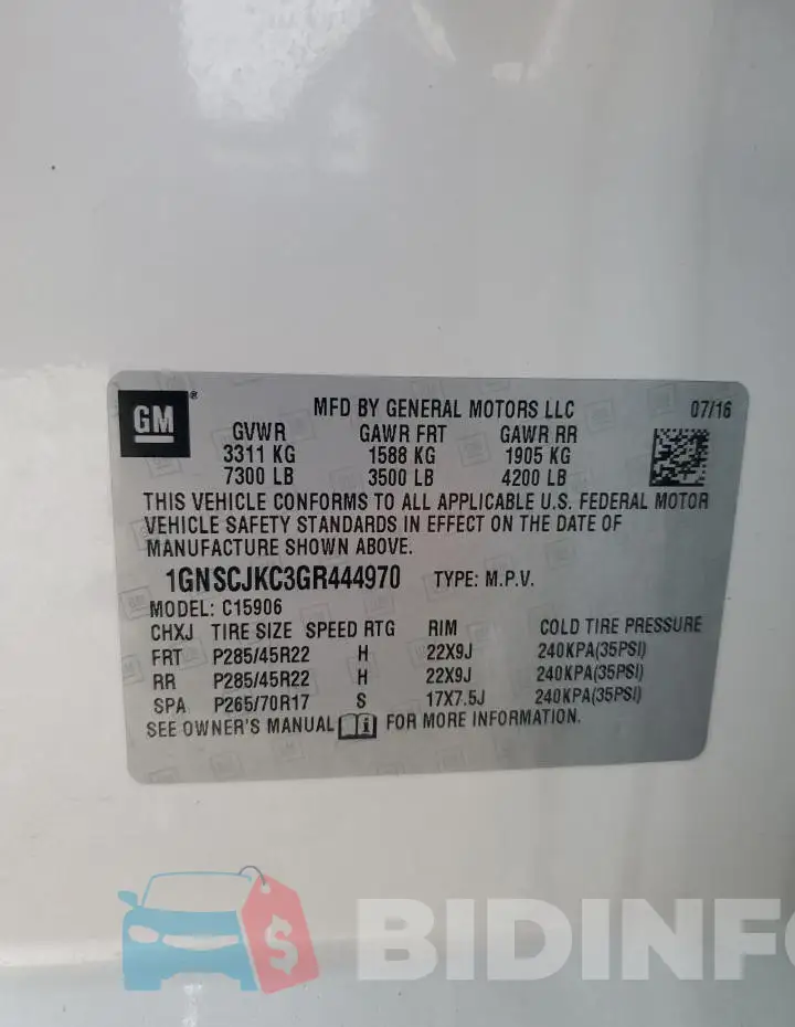 1GNSCJKC3GR444970 Photo# 13