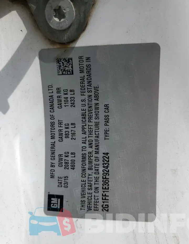 2G1FF1E36F9243224 Photo# 13