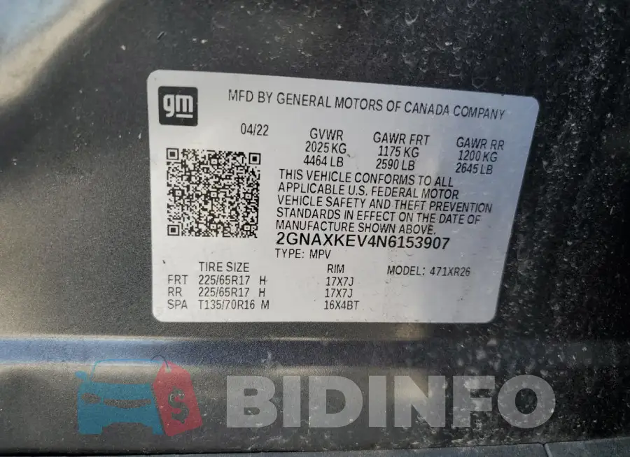 2GNAXKEV4N6153907 Photo# 13