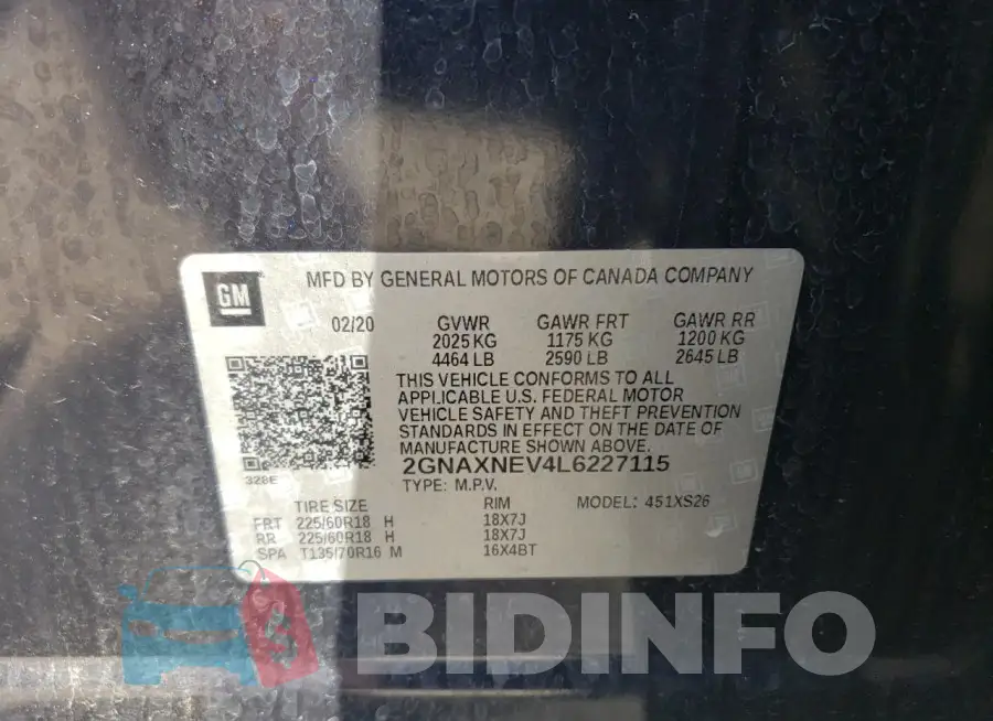 2GNAXNEV4L6227115 Photo# 13