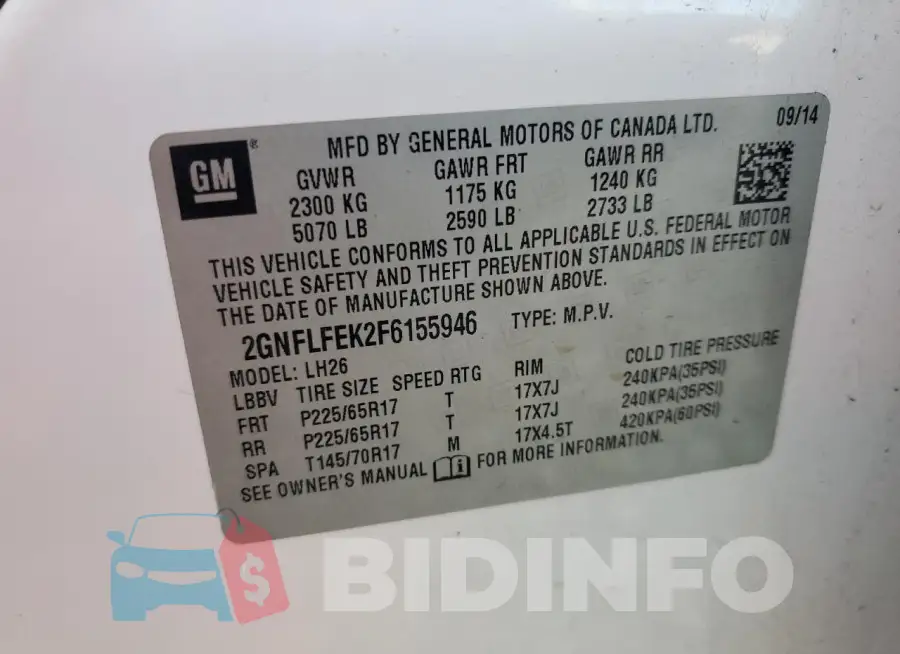 2GNFLFEK2F6155946 Photo# 13
