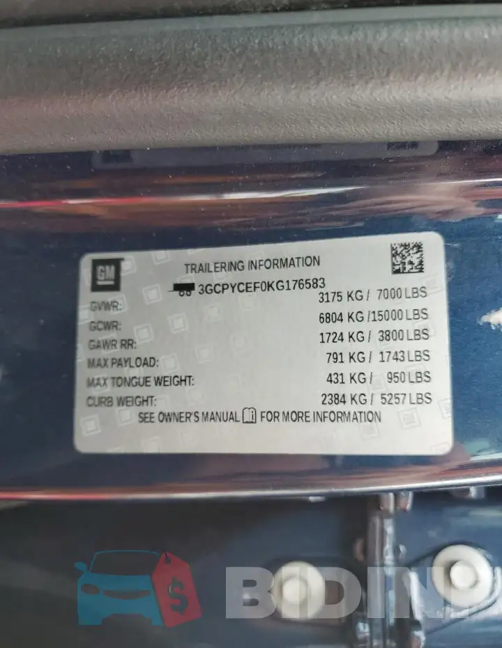 3GCPYCEF0KG176583 Photo# 11
