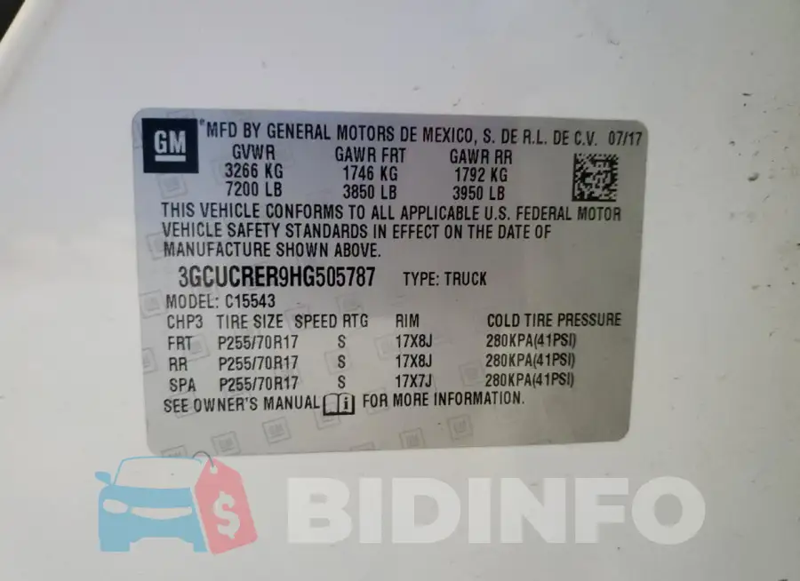 3GCUCRER9HG505787 Photo# 12