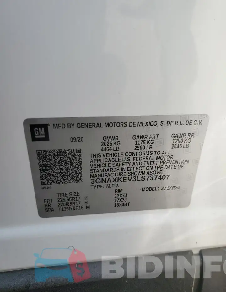 3GNAXKEV3LS737407 Photo# 13