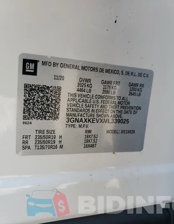 3GNAXKEVXML339025 Photo# 13