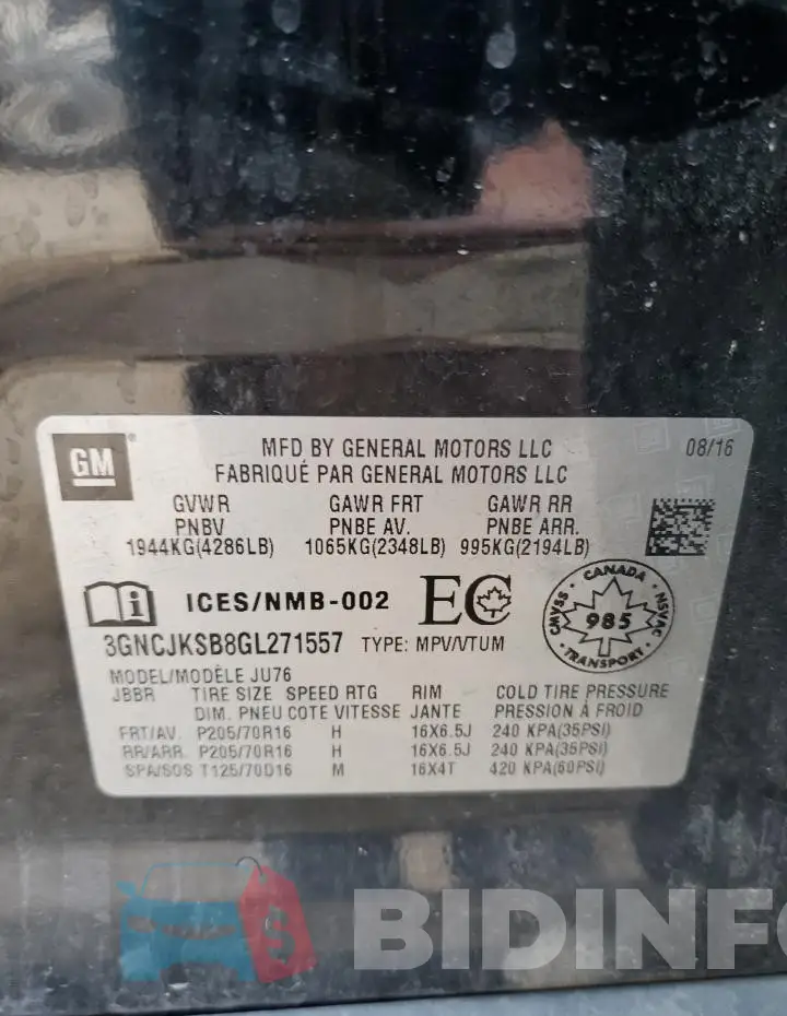 3GNCJKSB8GL271557 Photo# 13