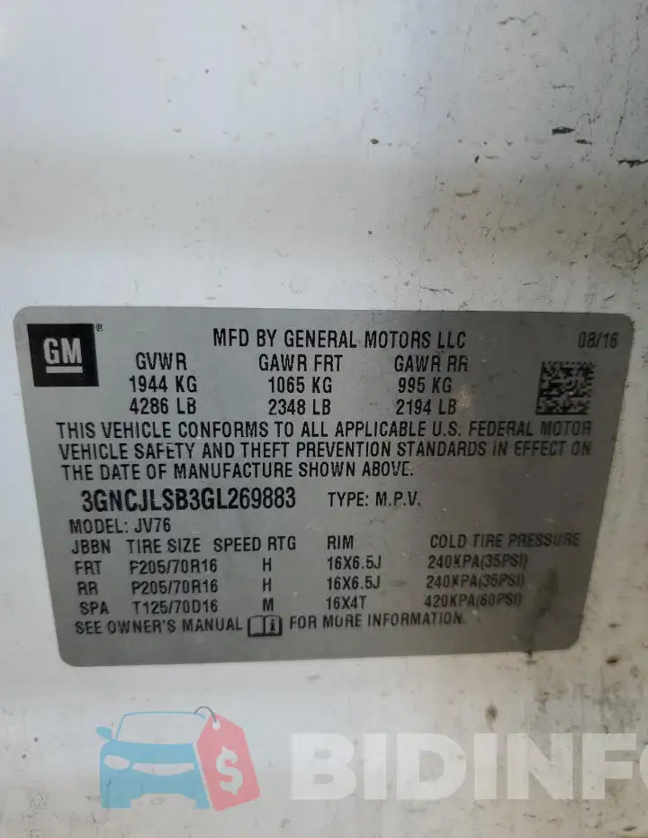 3GNCJLSB3GL269883 Photo# 13