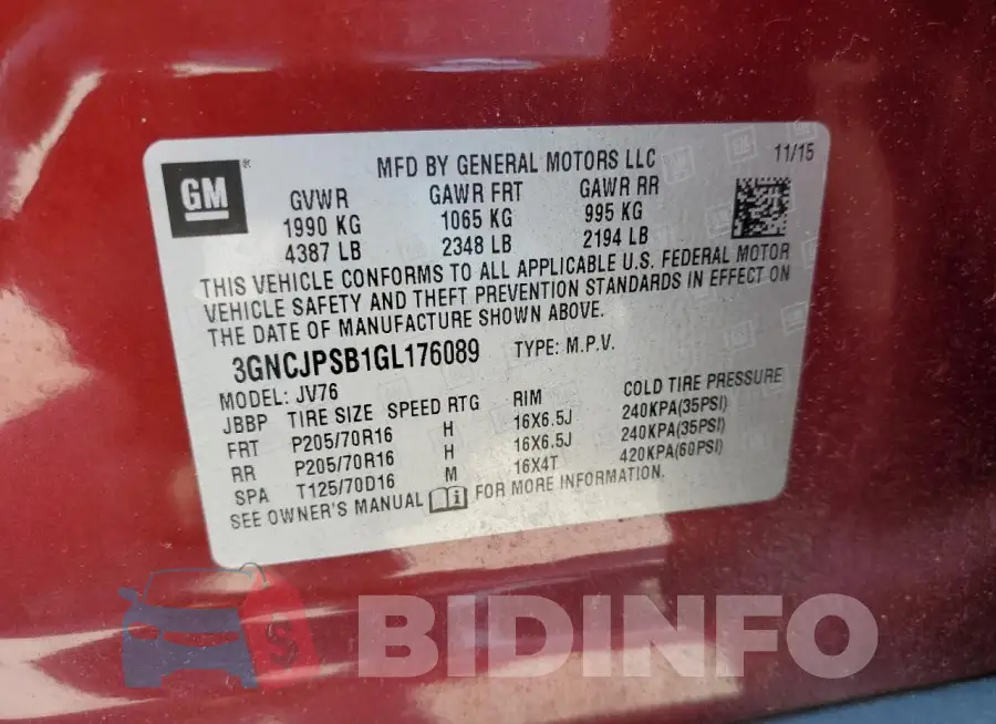 3GNCJPSB1GL176089 Photo# 14