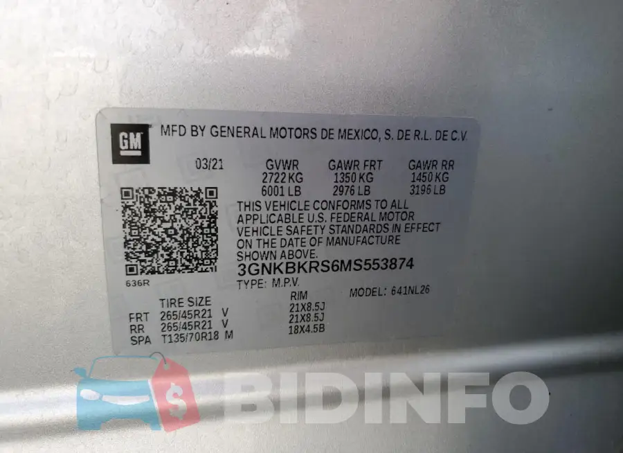 3GNKBKRS6MS553874 Photo# 13