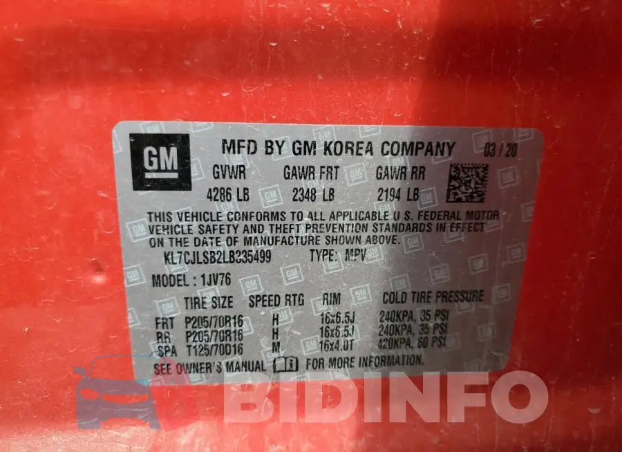KL7CJLSB2LB335499 Photo# 12