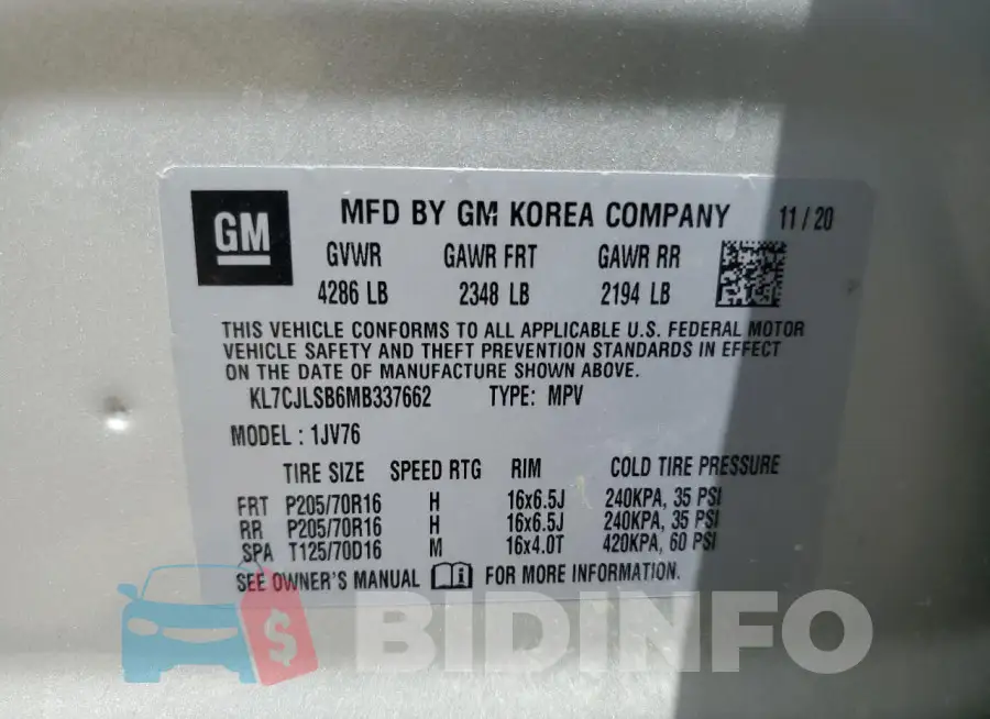 KL7CJLSB6MB337662 Photo# 14