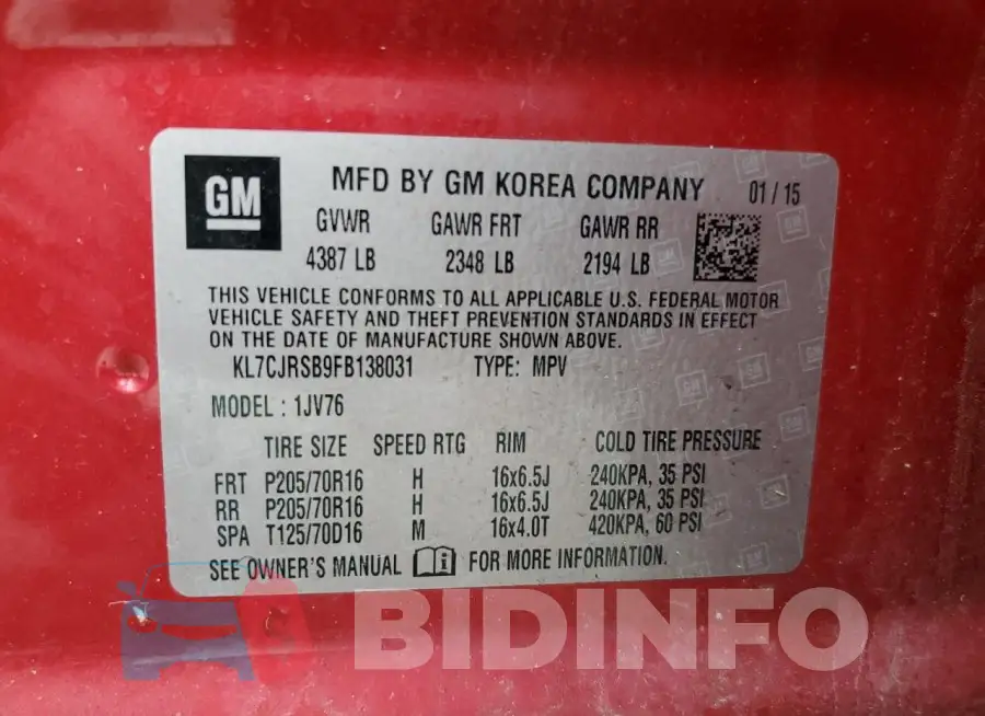 KL7CJRSB9FB138031 Photo# 13