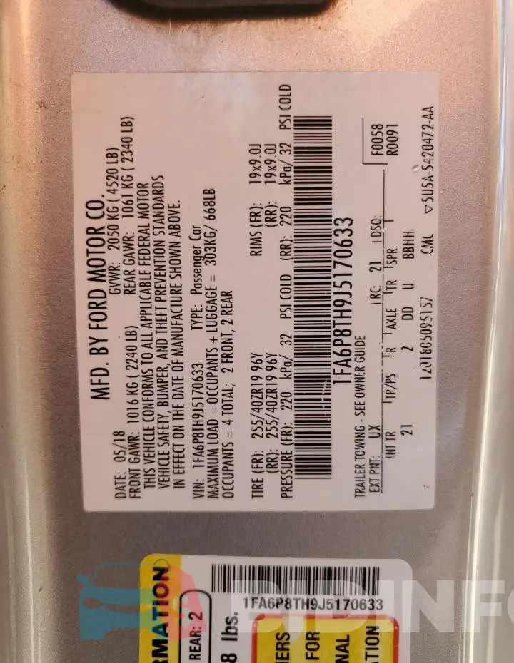 1FA6P8TH9J5170633 Photo# 12