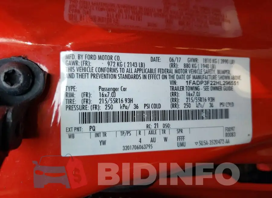 1FADP3F22HL296551 Photo# 12