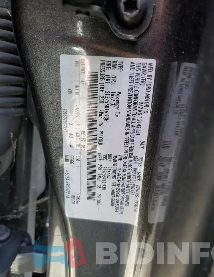 1FADP3F29GL285304 Photo# 13