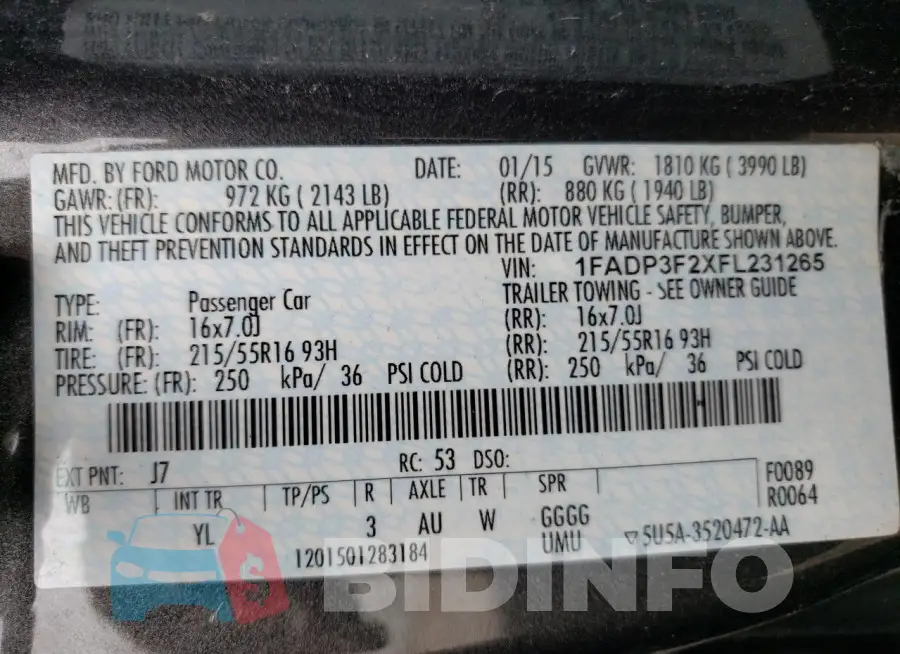 1FADP3F2XFL231265 Photo# 12