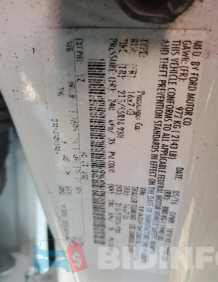 1FADP3K28GL329332 Photo# 12